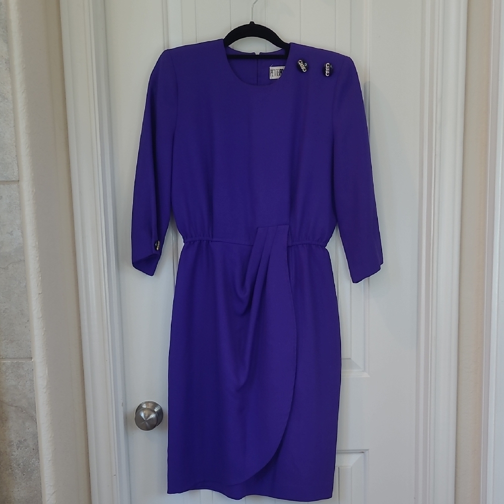 Vintage Chic Long Sleeve Purple Dress